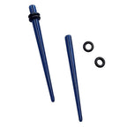 Acrylic 12 Gauge Solid Dark Blue Ear Tapers Stretching Kit - Pair