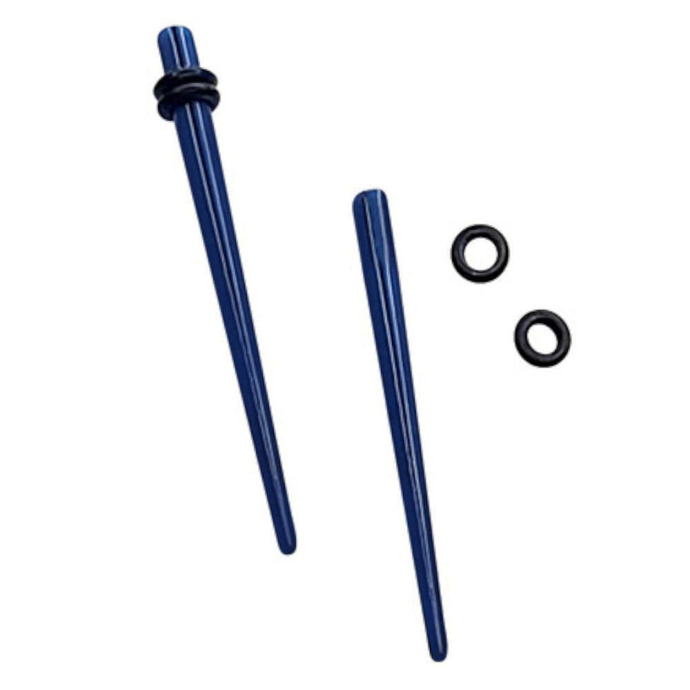 Acrylic 12 Gauge Solid Dark Blue Ear Tapers Stretching Kit - Pair