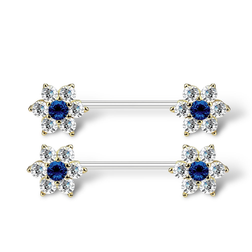 Surgical Steel 14 Gauge Nipple Barbell with CZ Flower Kitty Cat - Pair - photo 7