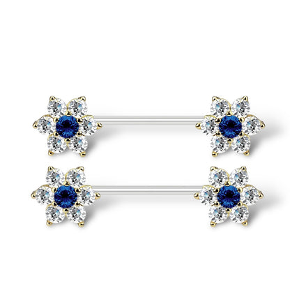 Surgical Steel 14 Gauge Nipple Barbell with CZ Flower Kitty Cat - Pair - photo 7