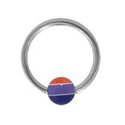 Surgical Steel 14 Gauge Captive Bead Ring with Acrylic Stripe Ball - photo 4