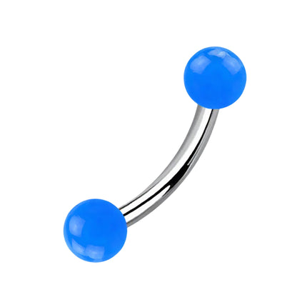 Titanium Curved Eyebrow Barbell 16G with Glow Ball Ends - photo 10