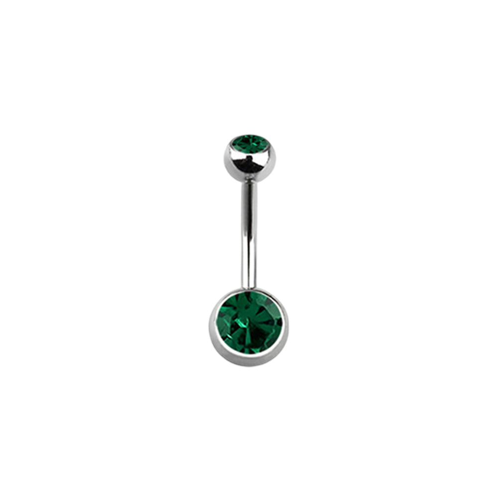 Titanium 14 Gauge Double CZ Belly Button Ring 14mm