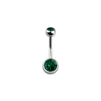 Titanium 14 Gauge Double CZ Belly Button Ring 14mm