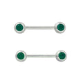 Surgical Steel 14 Gauge Nipple Barbell Dark Green CZ with Bezel - Pair