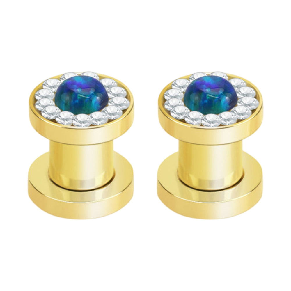PVD Gold Surgical Steel Screw Fit Tunnels 6 to 0 Gauge - 5 Colors - Pair