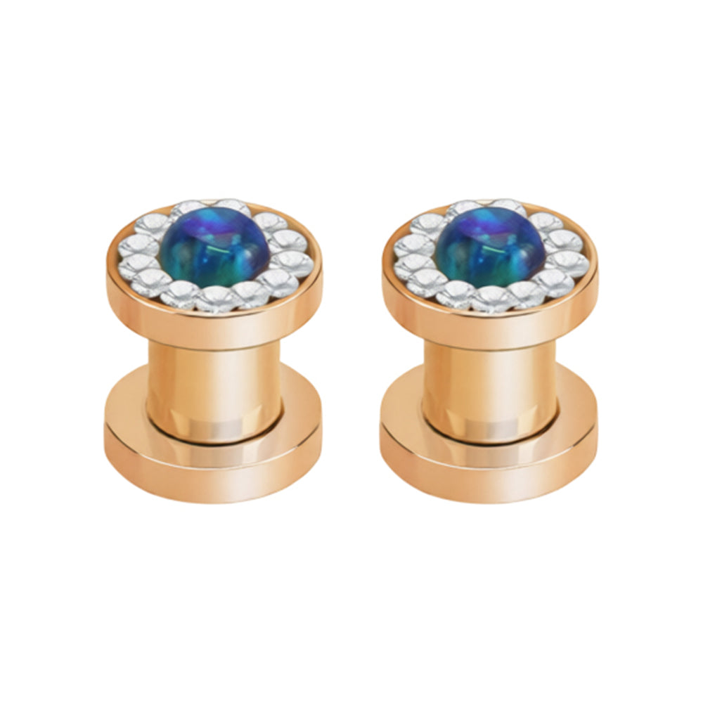 PVD Rose Gold Surgical Steel Screw Fit Tunnels 6 to 0 Gauge - 5 Colors - Pair