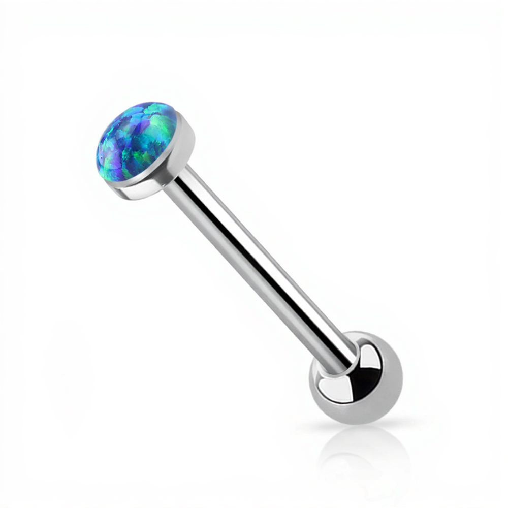 Titanium 14 Gauge Straight Barbell with Synthetic Opal Top - photo 4