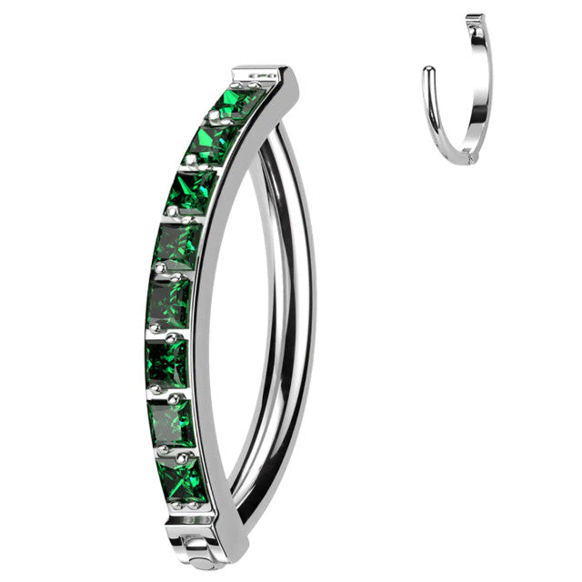 Titanium Hinged Belly Ring 14G 10mm with Square CZ - 4 Colors - photo 8