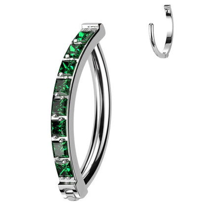 Titanium Hinged Belly Ring 14G 10mm with Square CZ - 4 Colors - photo 8