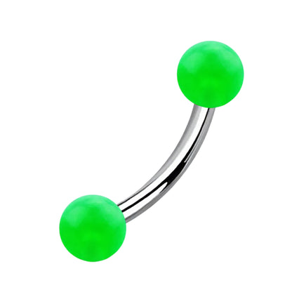 Titanium Curved Eyebrow Barbell 16G with Glow Ball Ends - photo 7