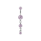 Titanium belly ring with triple pearl dangle