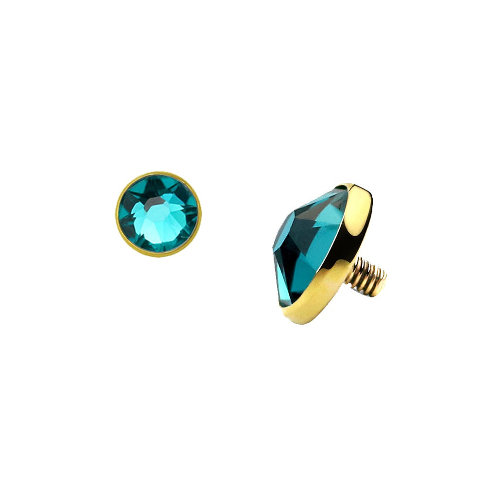 14K Solid Gold Dermal Top with 5mm Flat CZ - 16 Gauge - photo 2