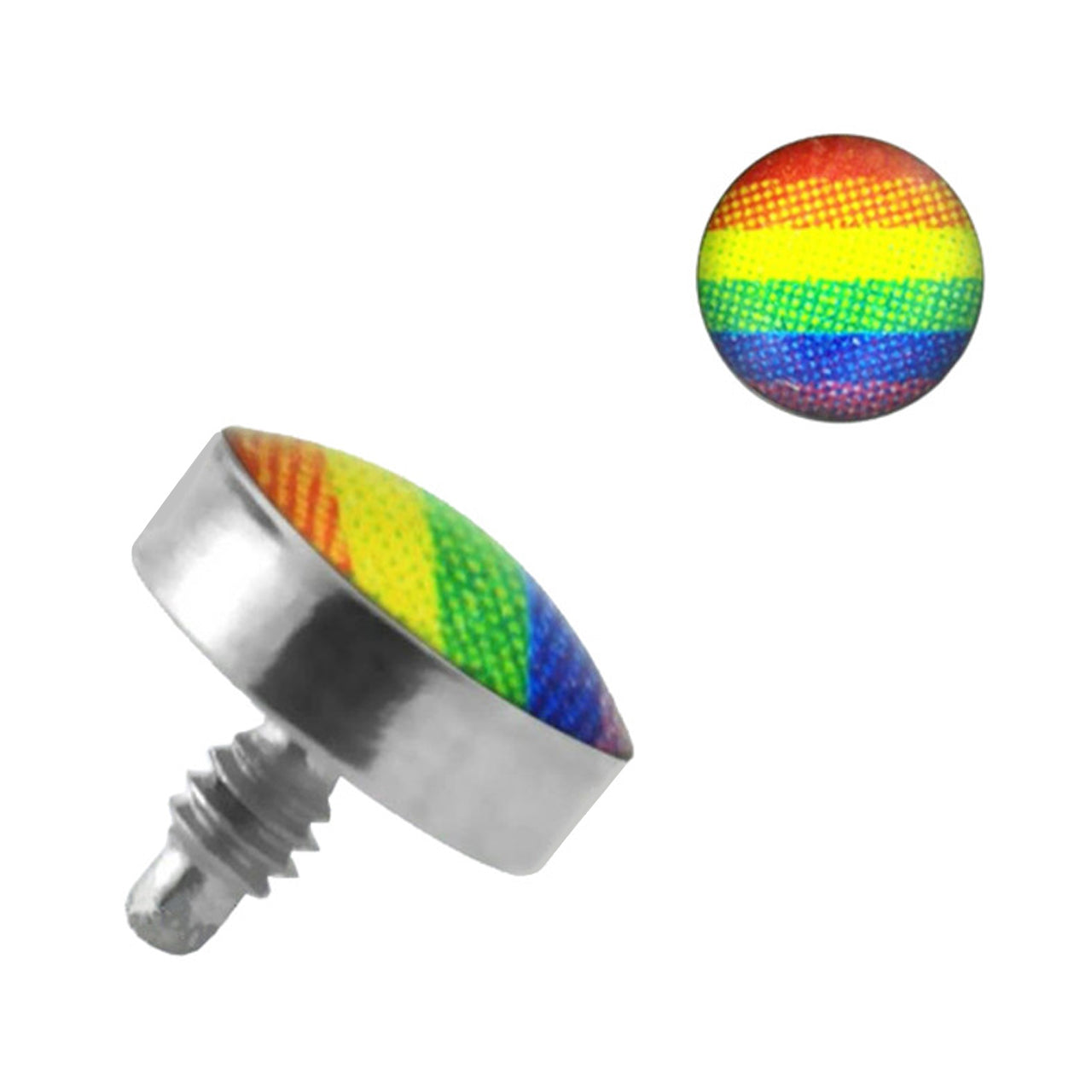 Titanium Dermal Top 14 Gauge Internally Threaded With Rainbow Logo