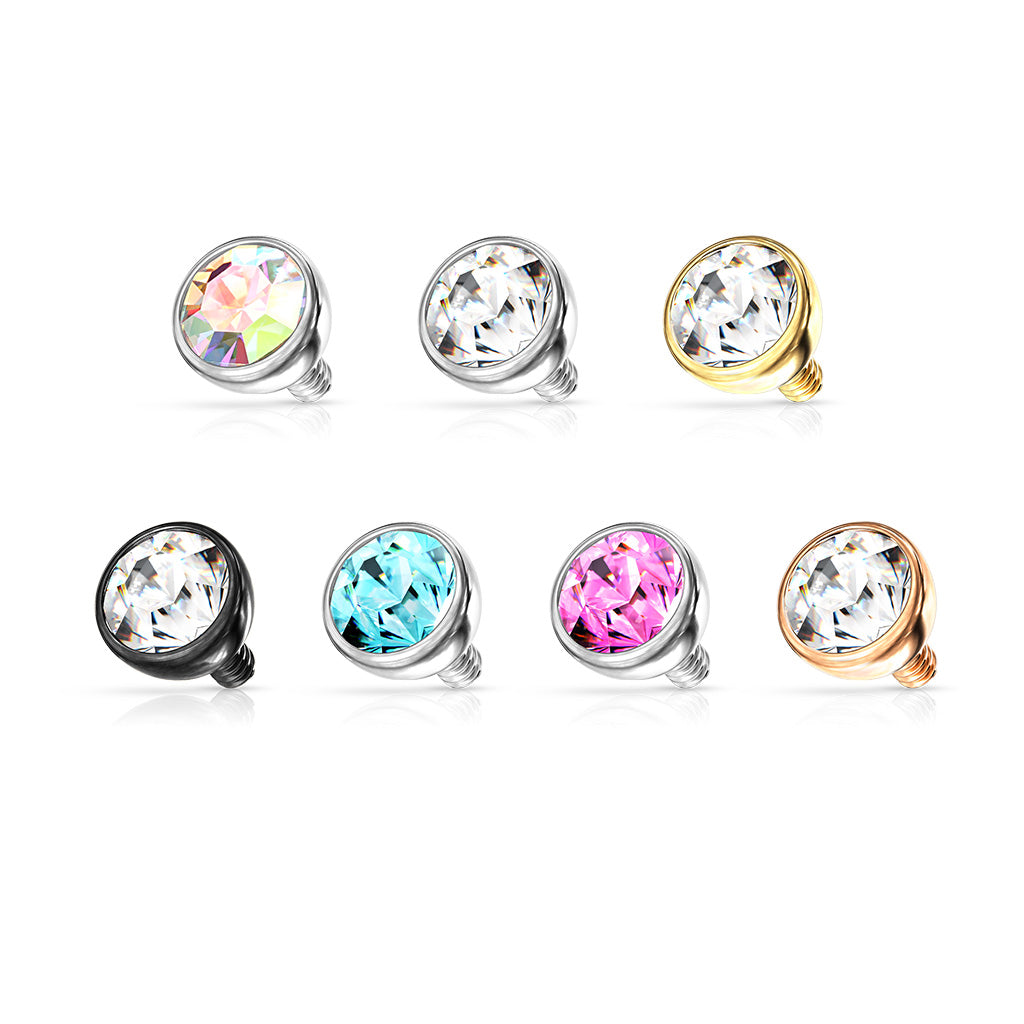 Surgical Steel Dermal Anchor Top 16G 3mm & 4mm with Bezel CZ