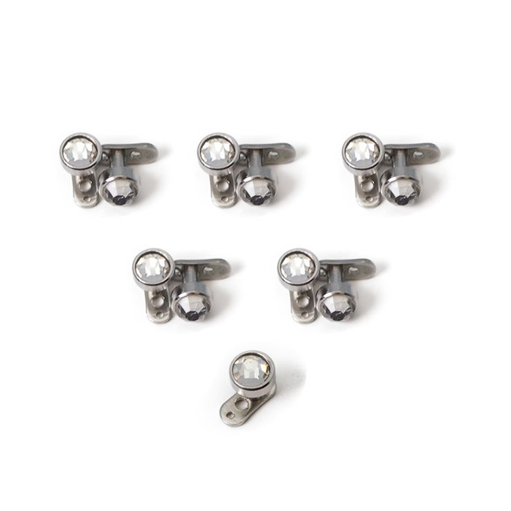Surgical Steel Dermal Clear Gem 22 Tops & 22 Bottoms - 44 Pack