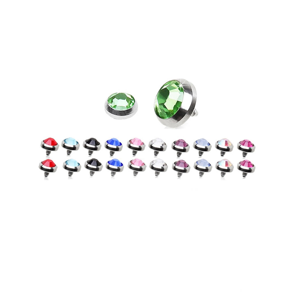 Surgical Steel Dermal Press Fit Gem 22 Tops & 22 Bottoms - 44 Pack