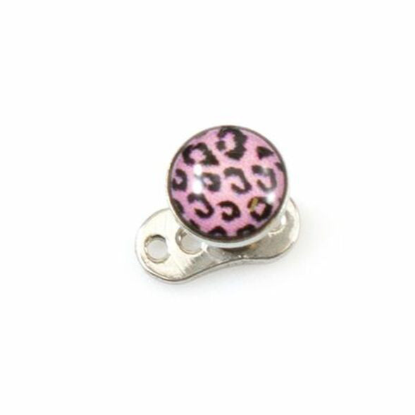 Surgical Steel Dermal Top 14 Gauge with Colorful Tiger Pattern - Kruelty