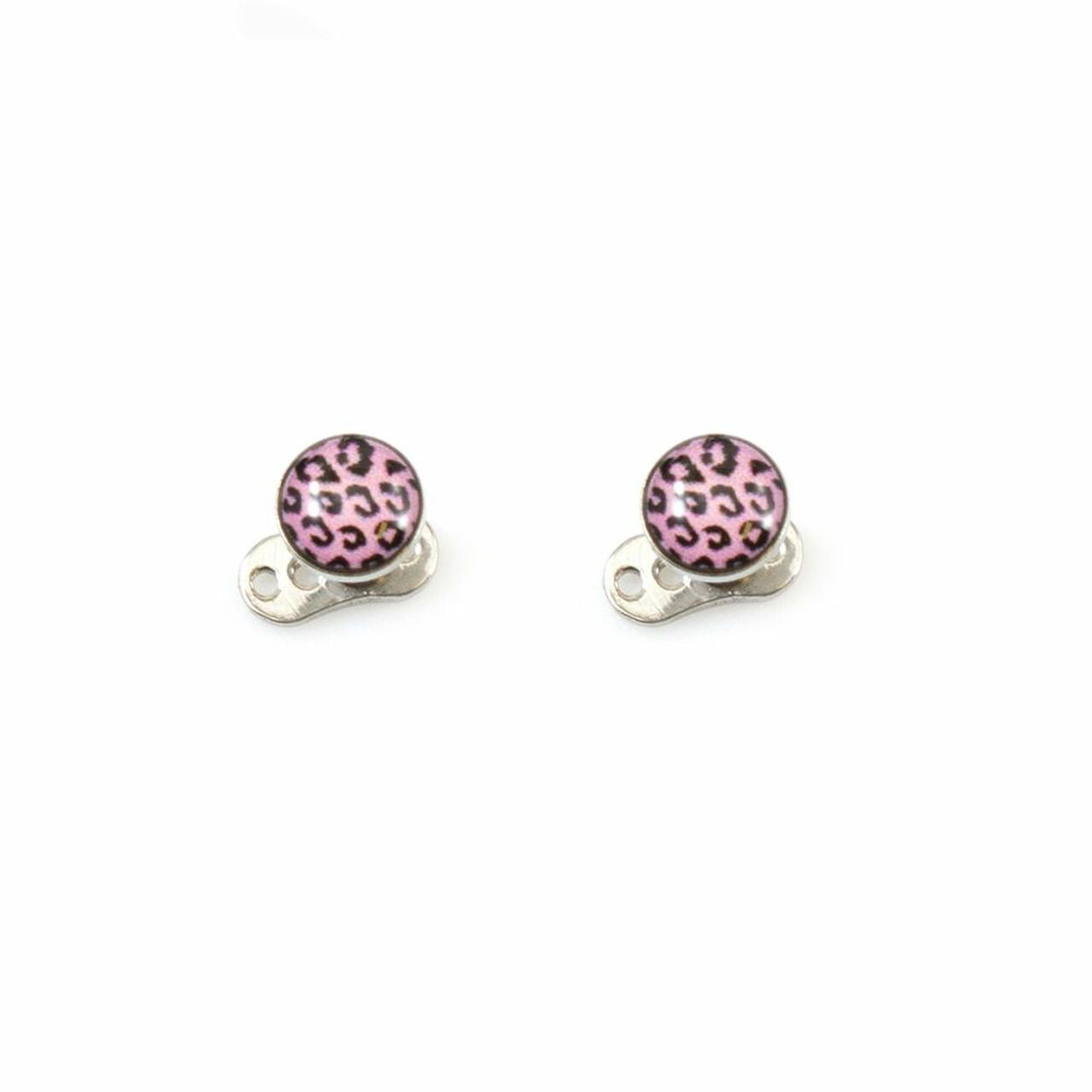 Surgical Steel Dermal Top 14 Gauge With Pink Cheetah Print