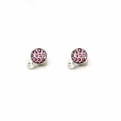 Surgical Steel Dermal Top 14 Gauge With Pink Cheetah Print