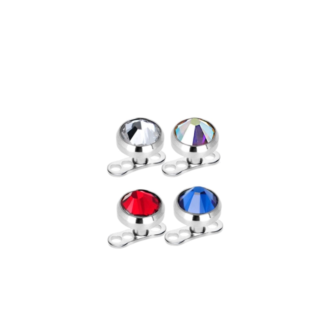 Surgical Steel 14 Gauge Dermal Anchor Tops Bezel Base with CZ - 4 Pack - photo 2