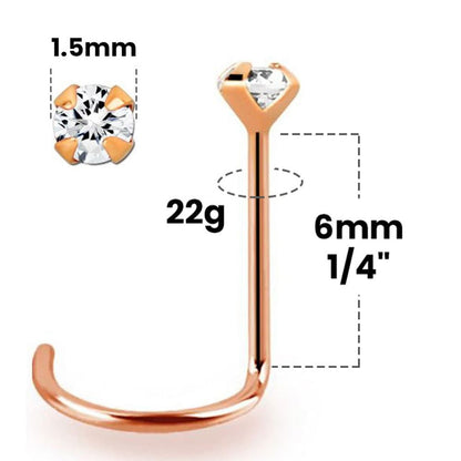 14K Solid Rose Gold 22 Gauge Nose Screw with Genuine Diamond - photo 2