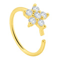 14K Solid Gold 22 Gauge Diamond Flower Nose Hoop Ring