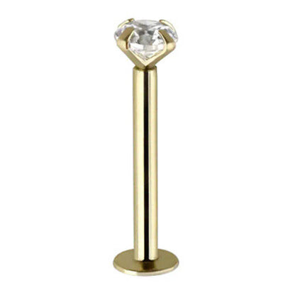 14K Solid Gold 16 Gauge Labret Stud with 2.5mm Genuine Diamond
