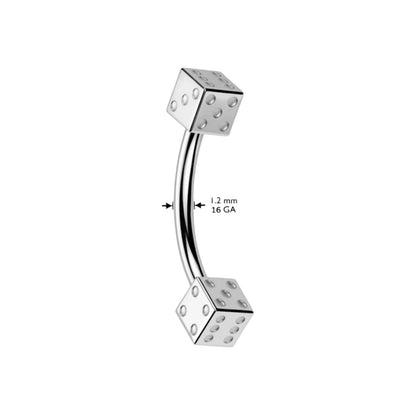 Surgical Steel 16 Gauge Eyebrow Barbell with Dice Bead - photo 2