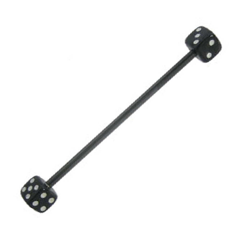Surgical Steel 14 Gauge Industrial Barbell with Acrylic Dice