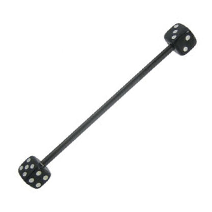 Surgical Steel 14 Gauge Industrial Barbell with Acrylic Dice