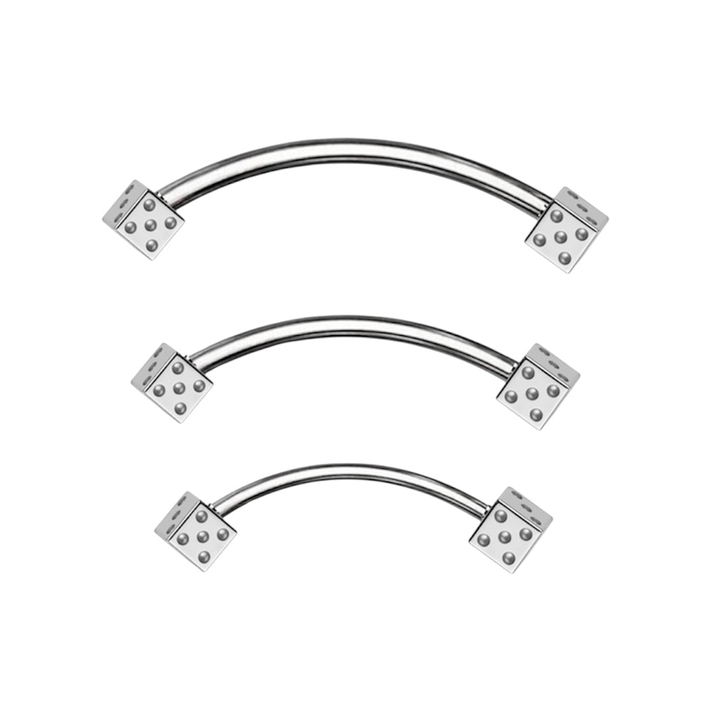 Surgical Steel 16 Gauge Tongue Barbell Rings with Dice Snake Eyes