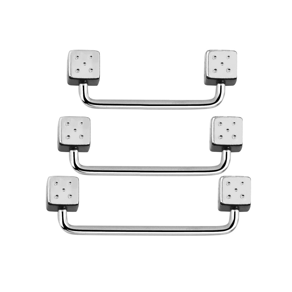 Surgical Steel 14 Gauge Dice Staple Surface Barbell