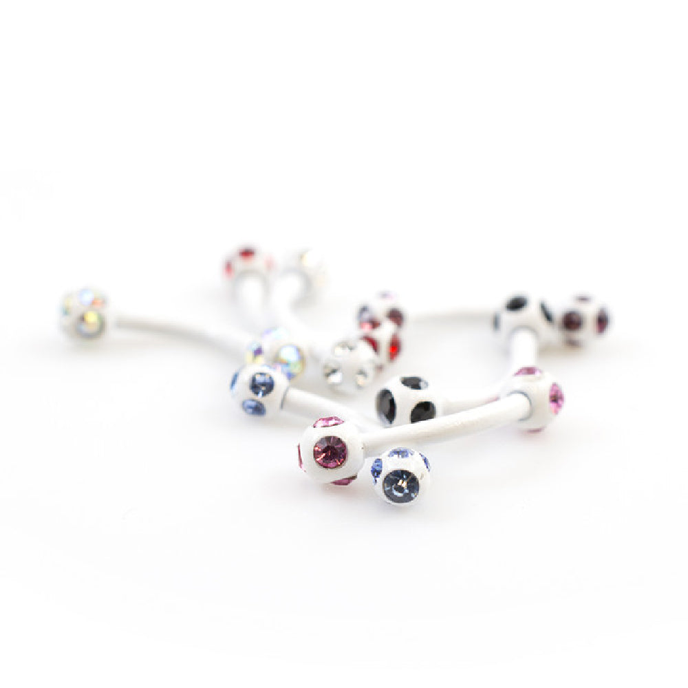 Surgical Steel PVD White Disco Ball CZ Curved Barbells 16G - 7 Pack - photo 3