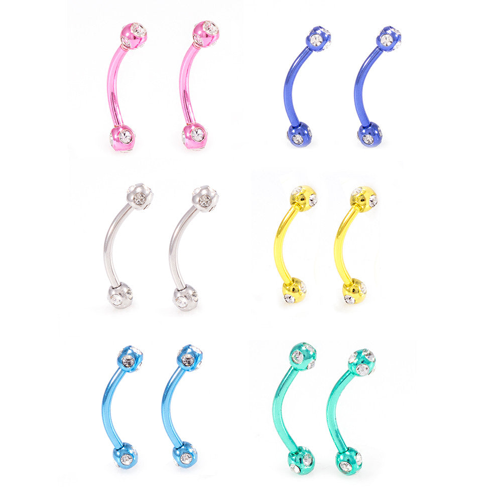 Surgical Steel 16 Gauge Curved Barbell with Disco Ball CZ