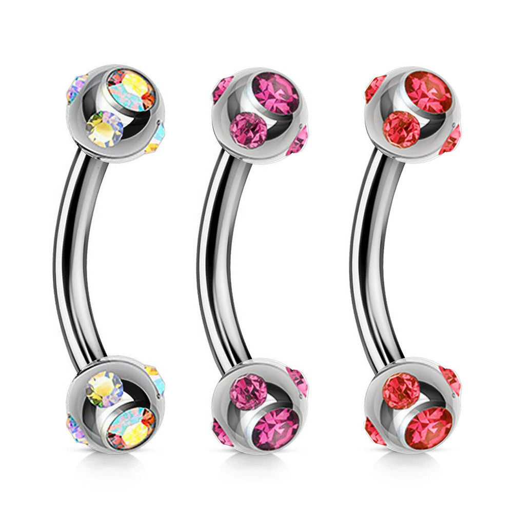 Surgical Steel 16 Gauge Curved Barbell with CZ Disco Ball
