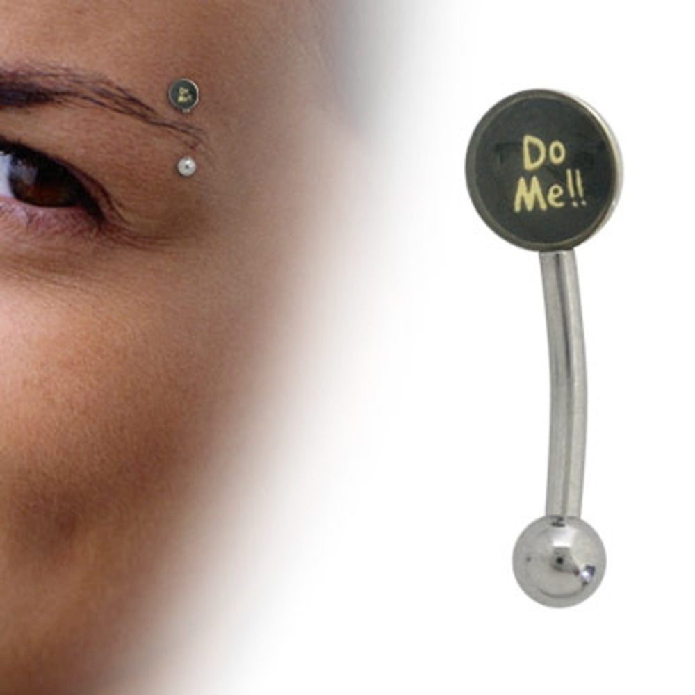 Surgical Steel 16 Gauge Curved Eyebrow Barbell with Do Me Logo