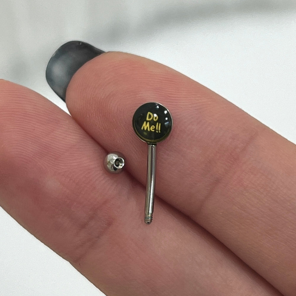 Surgical Steel 16 Gauge Curved Eyebrow Barbell with Do Me Logo - photo 3