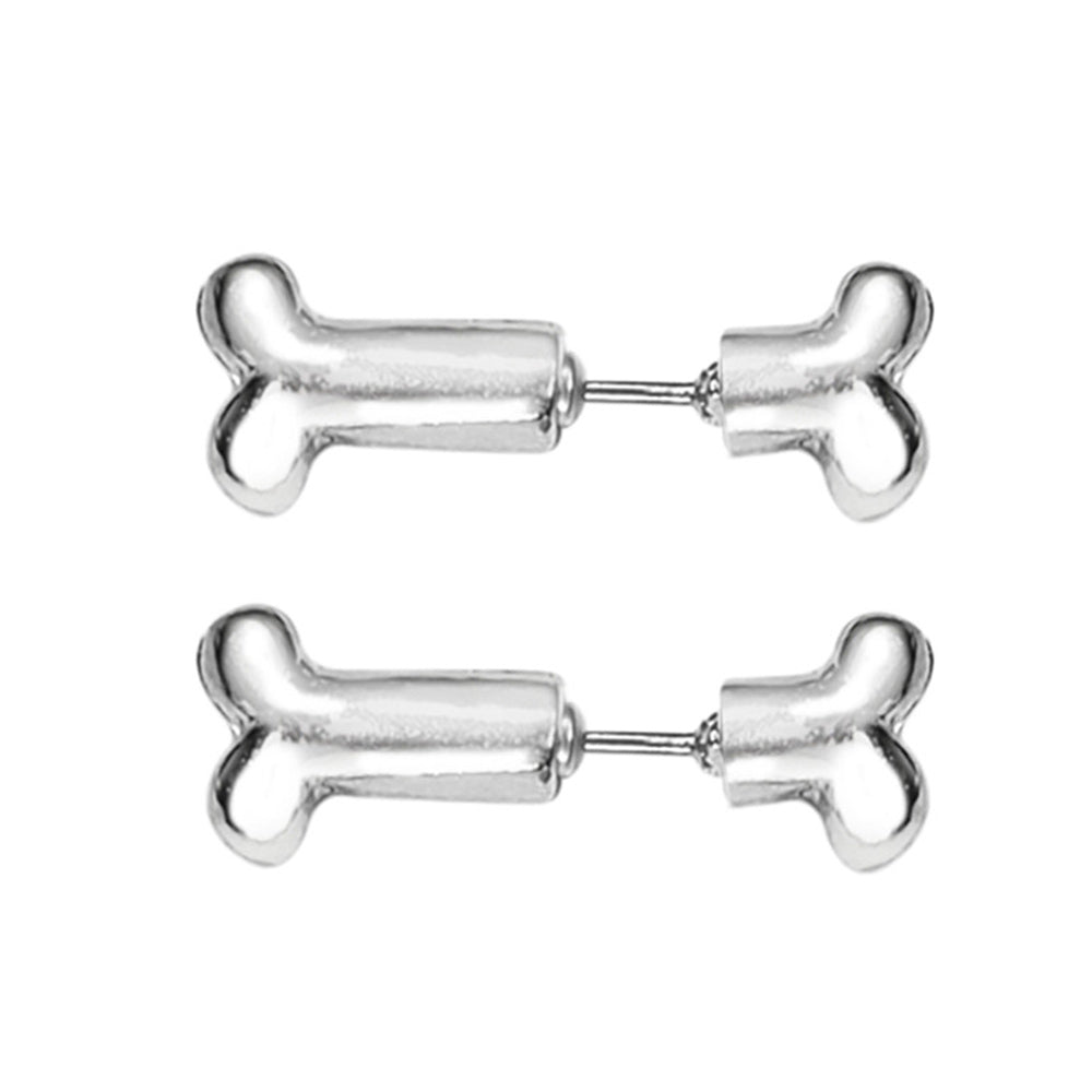 Surgical Steel Fake Plug Stud Earrings 20G with Dog Bone - Pair