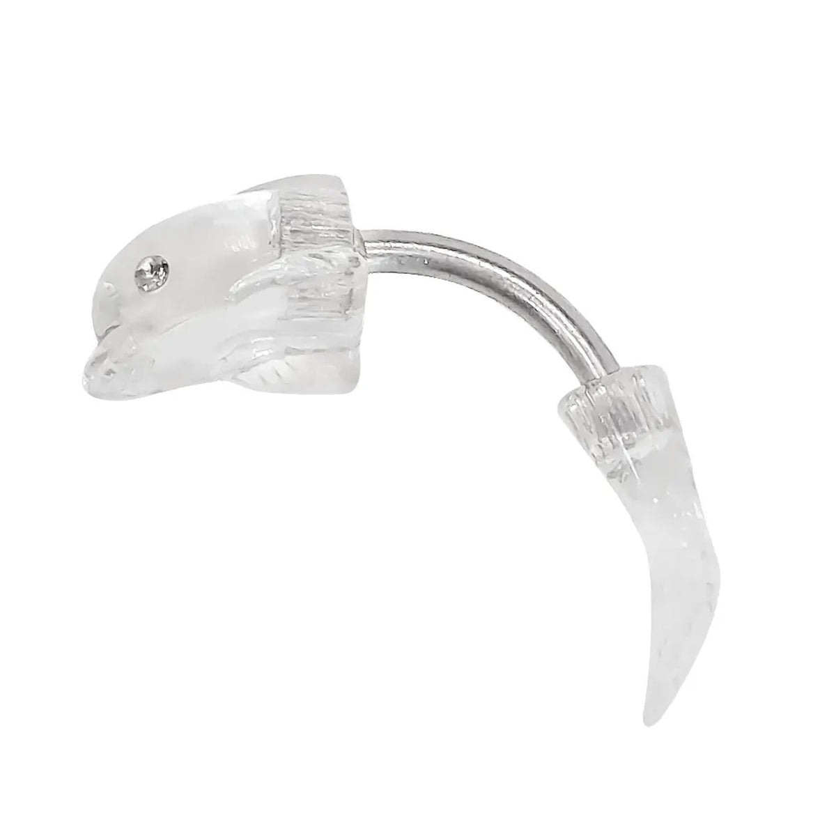 Surgical Steel 14 Gauge Belly Ring with UV Glow Dolphin
