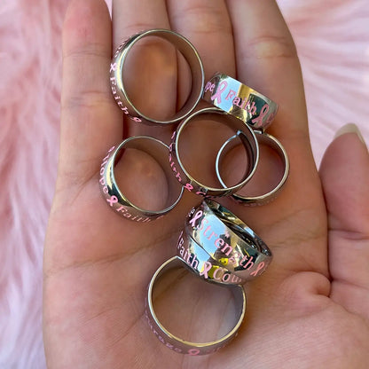 Surgical Steel Pink Ribbon Awareness Band Ring Courage Hope Faith - photo 6