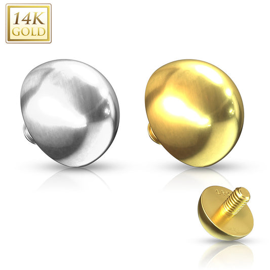 14 Karat Solid Gold 16 Gauge Dome Dermal Anchor Top