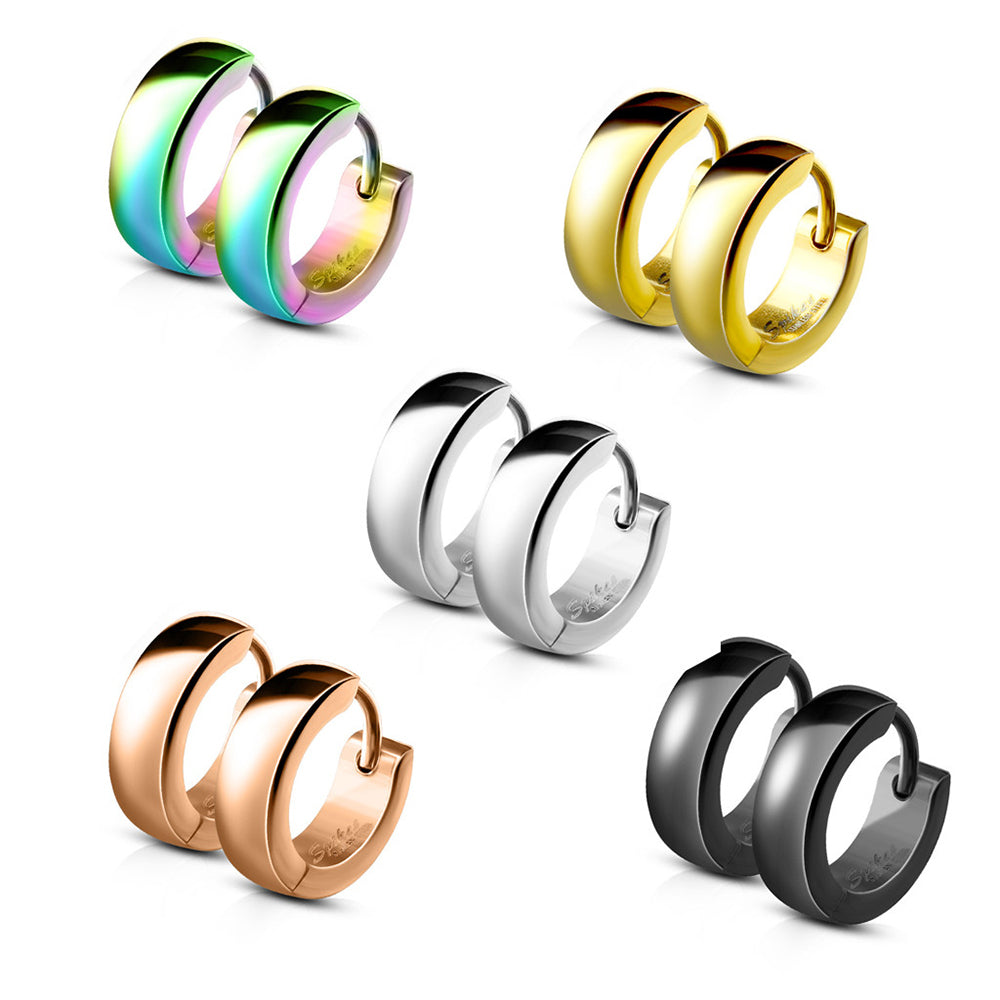 Surgical Steel 20 Gauge Dome Huggie Hoop Earrings Clicker - Pair