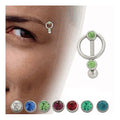 Surgical Steel 16 Gauge Door Knocker Eyebrow Ring with Jewels