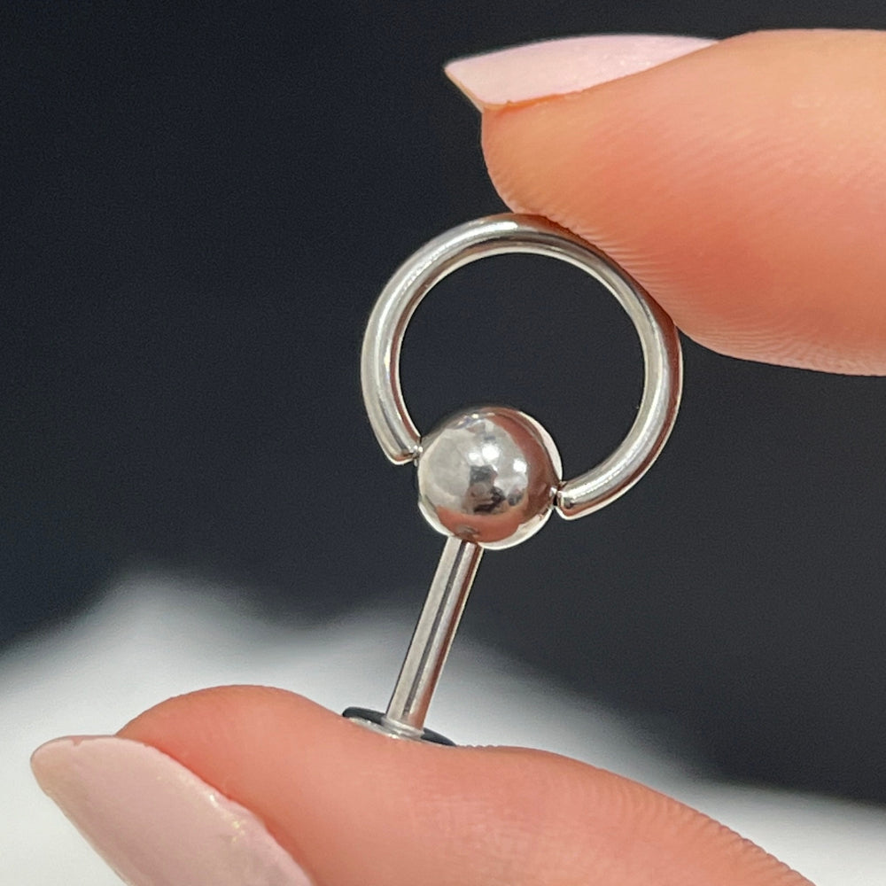 Surgical Steel Labret Stud 14G 8mm with Door Knocker Design - photo 2