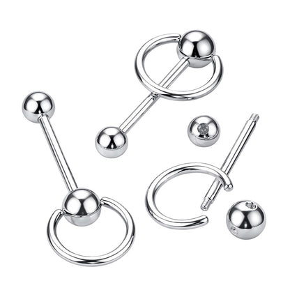 Surgical Steel 14 Gauge Tongue Barbell Rings with Door Knocker
