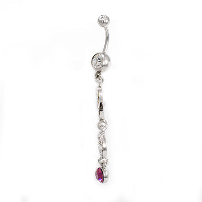 Surgical Steel 14 Gauge Belly Ring with Double Circle Purple CZ - photo 2