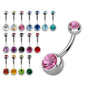 Titanium 14 Gauge Double CZ Belly Button Ring 14mm
