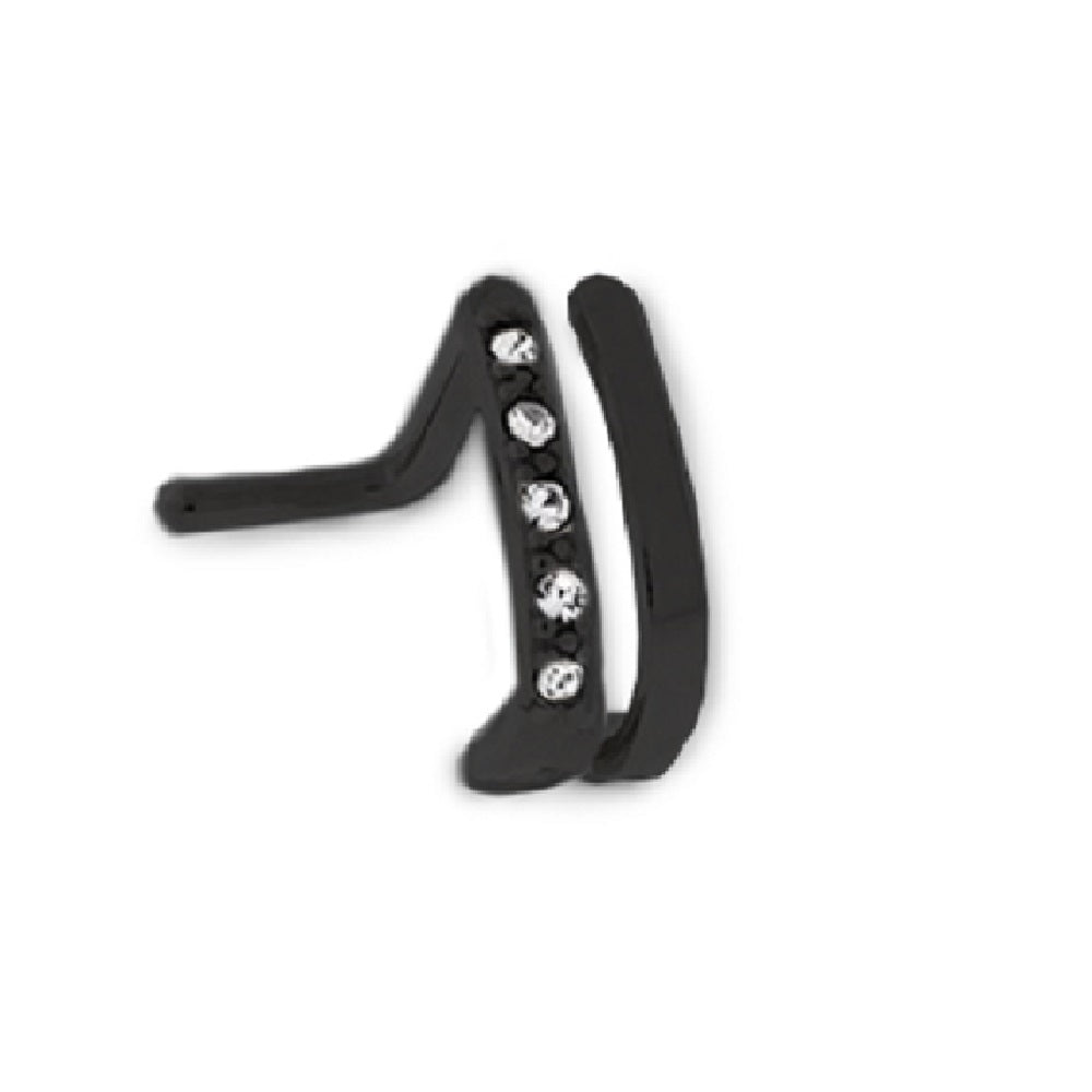 Surgical Steel 20 Gauge Double Faux Hoop L-Shape Nose Ring with CZ