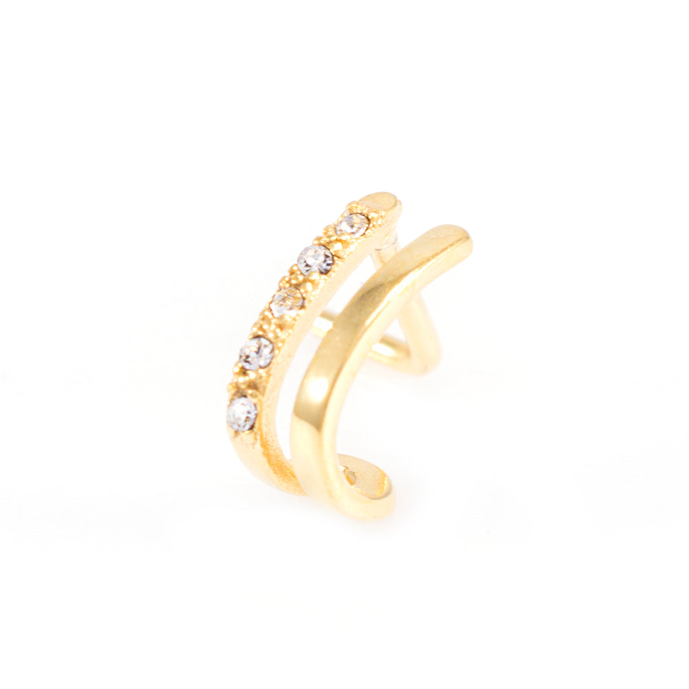 Surgical Steel 20 Gauge Double Faux Hoop L-Shape Nose Ring with CZ